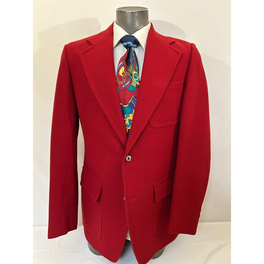 Vintage 60s Mavest Red SB Jacket Leisure Suit Blaze Polyester MCM Mens 42XL